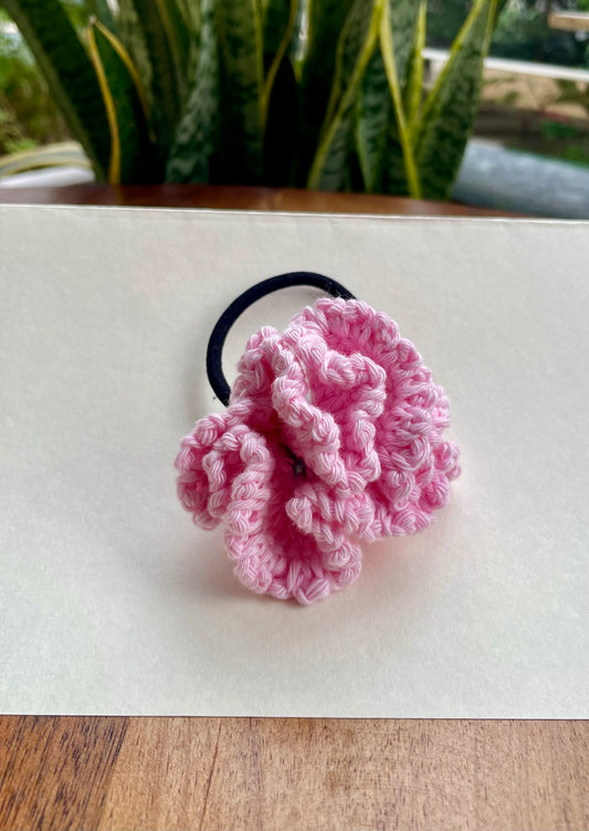 Crochet Pink Flower Hair Band – Handmade Hair Accessory – Floral Hairband Gift for Girls