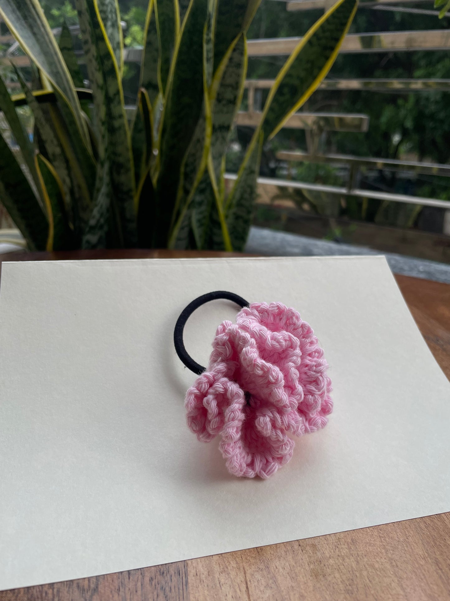 Crochet Pink Flower Hair Band – Handmade Hair Accessory – Floral Hairband Gift for Girls