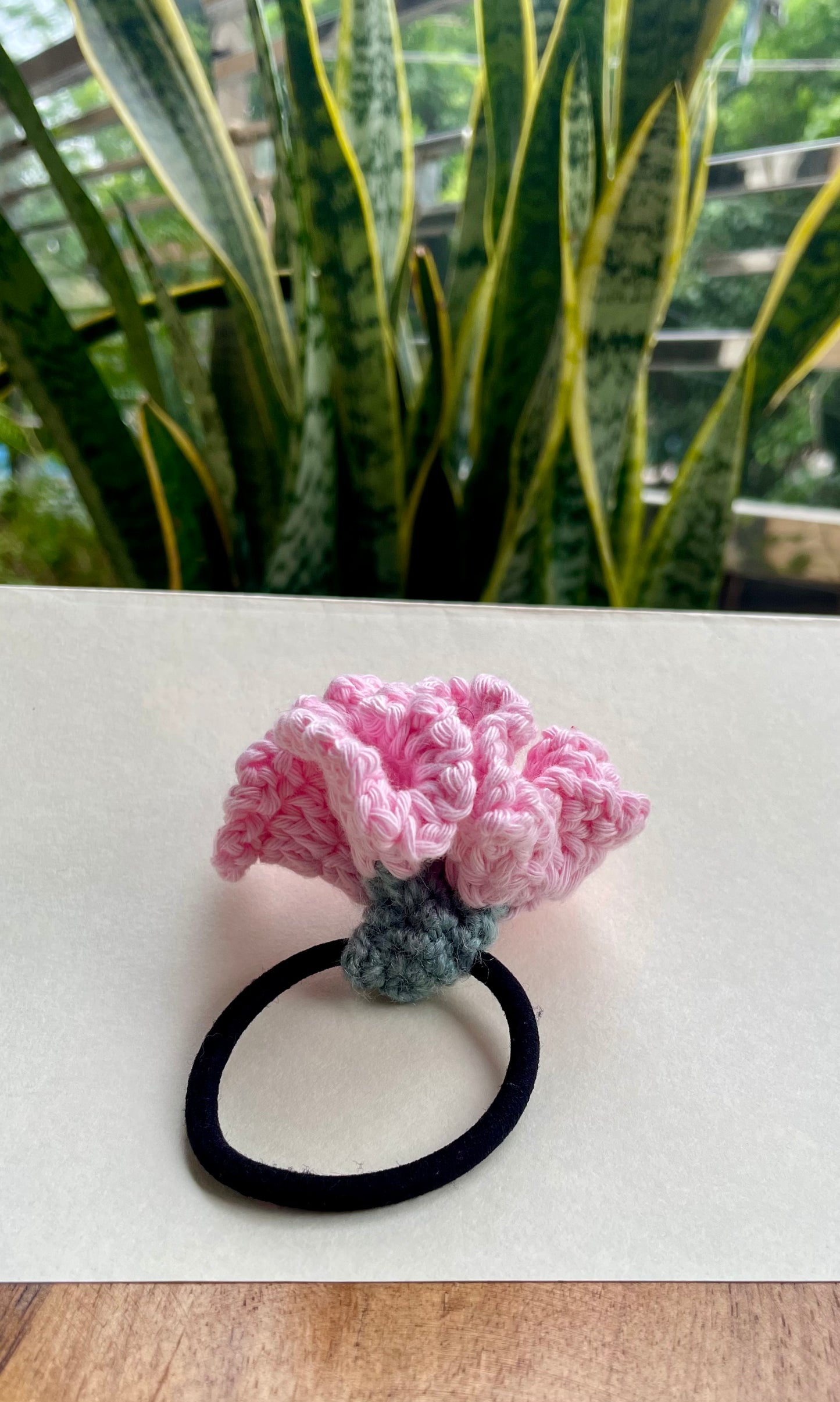 Crochet Pink Flower Hair Band – Handmade Hair Accessory – Floral Hairband Gift for Girls