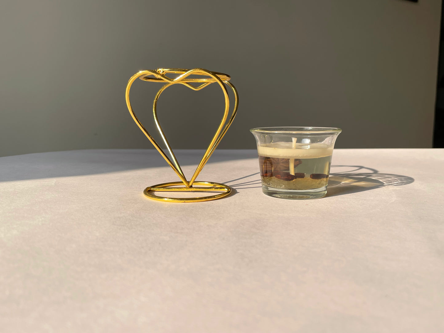 Gold Metallic Heart Holder for Ocean & Sea Shell Jelly Candle