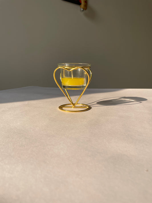 Mango Scented Candle with Gold Metallic Heart Stand - Luxurious Home Fragrance