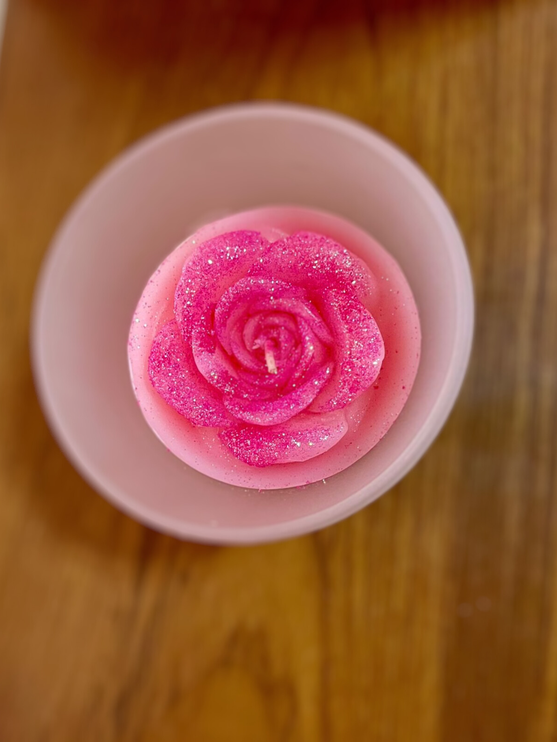 Sparkle Rose Scented Candle in Tinted Glass Jar - Romantic Home Decor