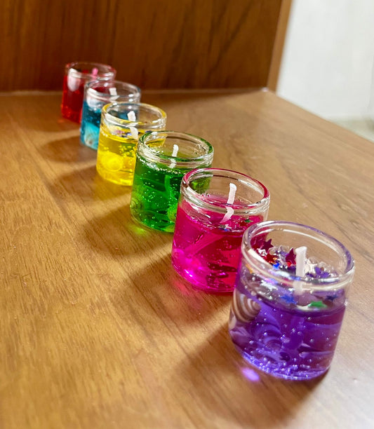 Set of 6 Vibrantly Colored Jelly Gel Candles - Ocean & Sea Shell Scents - Coastal Charm