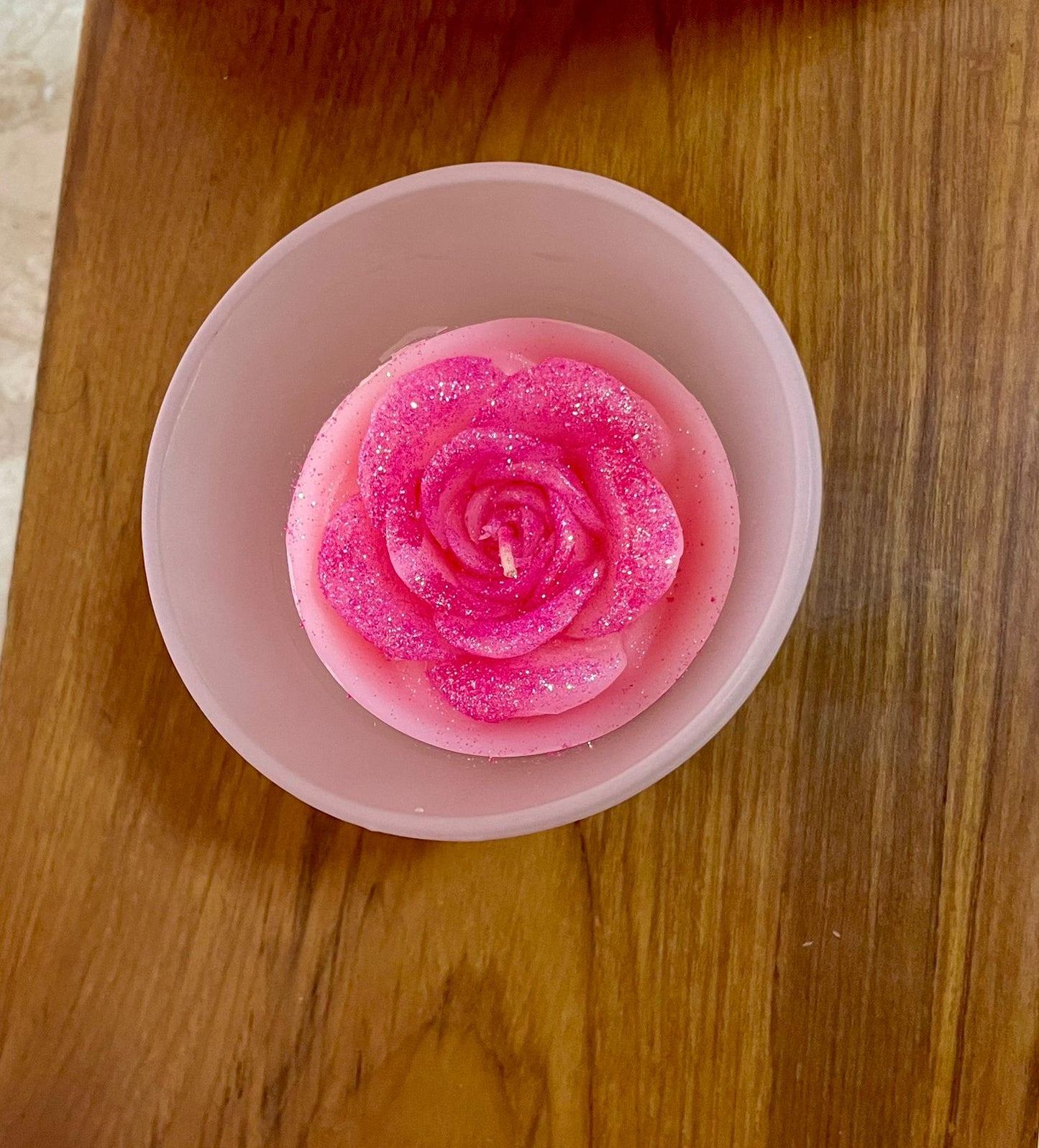 Romantic Tinted Glass Jar Candle with Sparkling Rose Scent - Home Fragrance