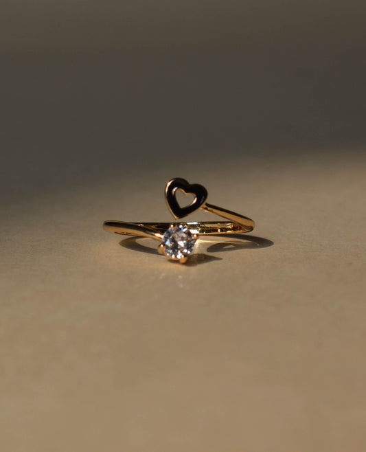 Black Heart Flower Art stone Ring for her - Free Size