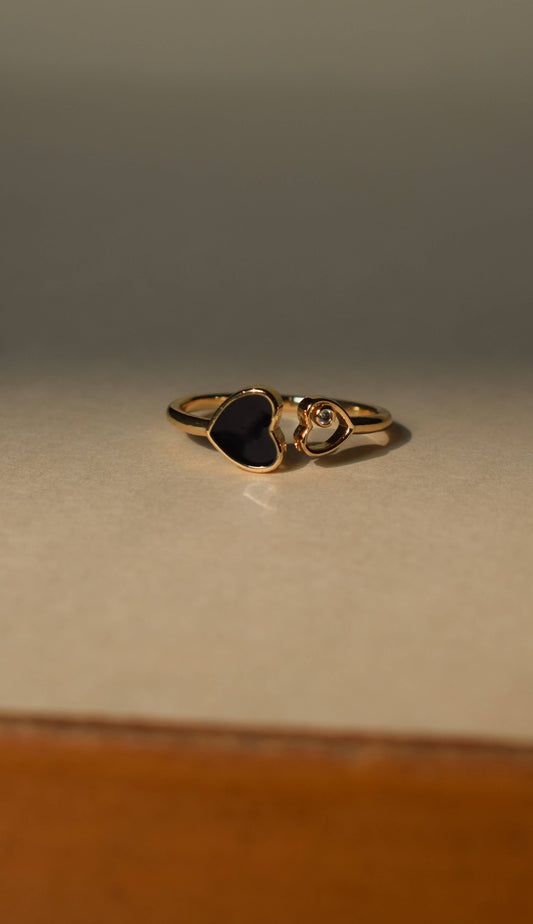 Double heart ring for her - Free Size