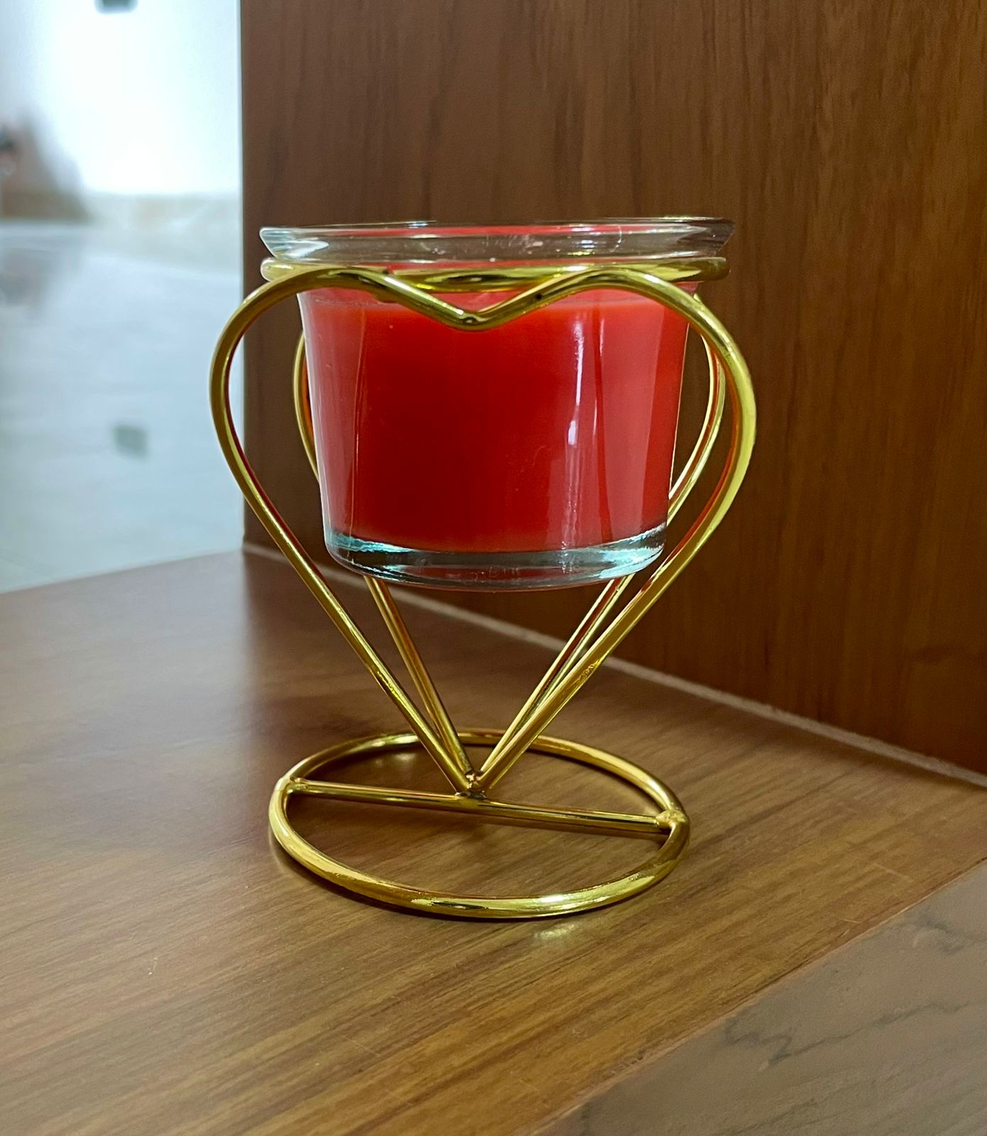 Gold Heart Stand for Rose Scented Red Candle - Decorative Romance