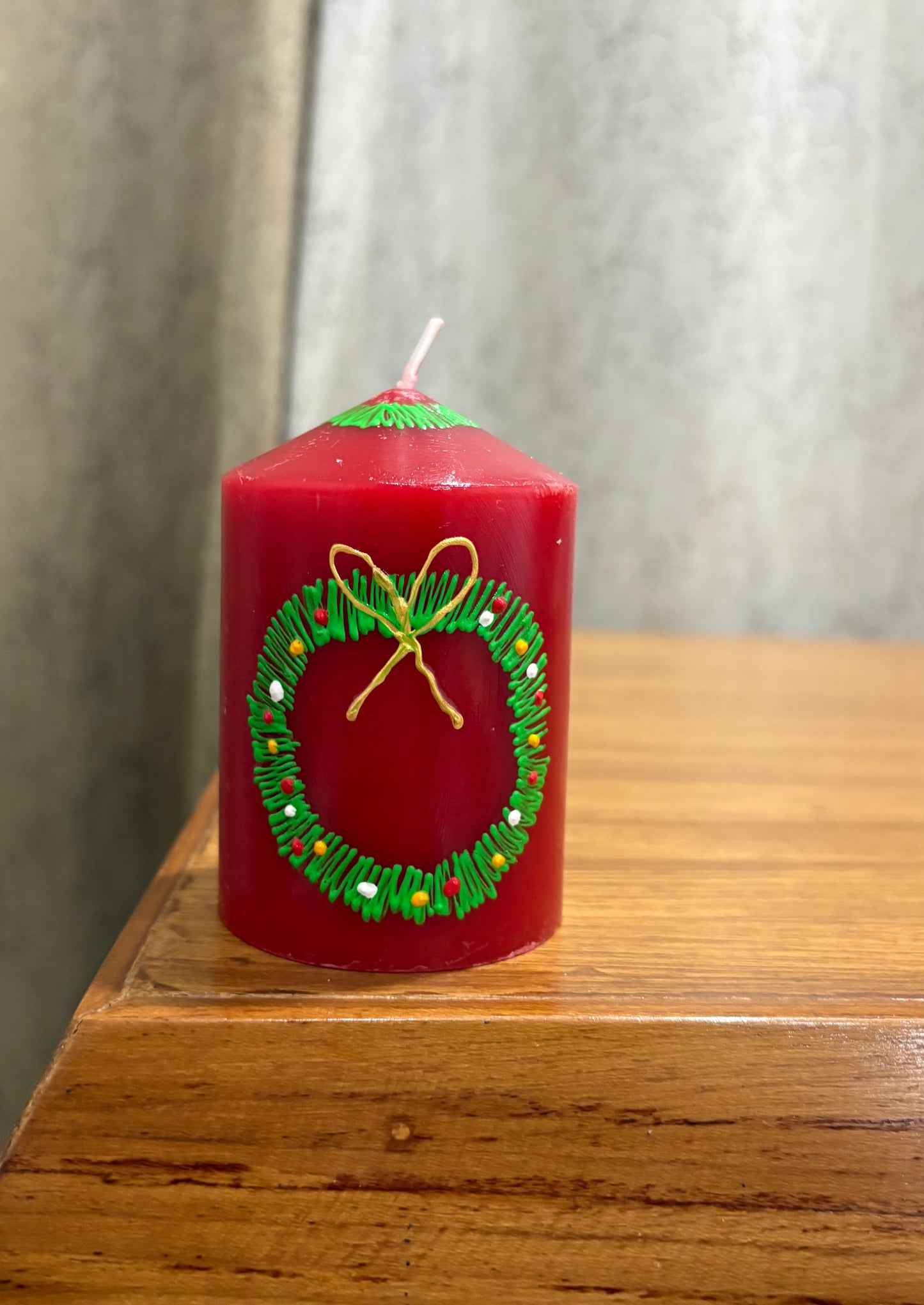 Red Christmas Wreath Candle – Christmas Candle