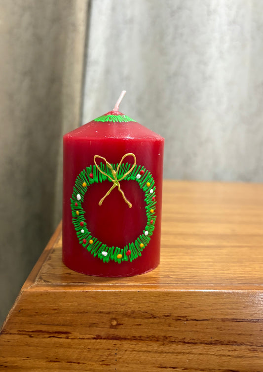Red Christmas Wreath Candle – Christmas Candle