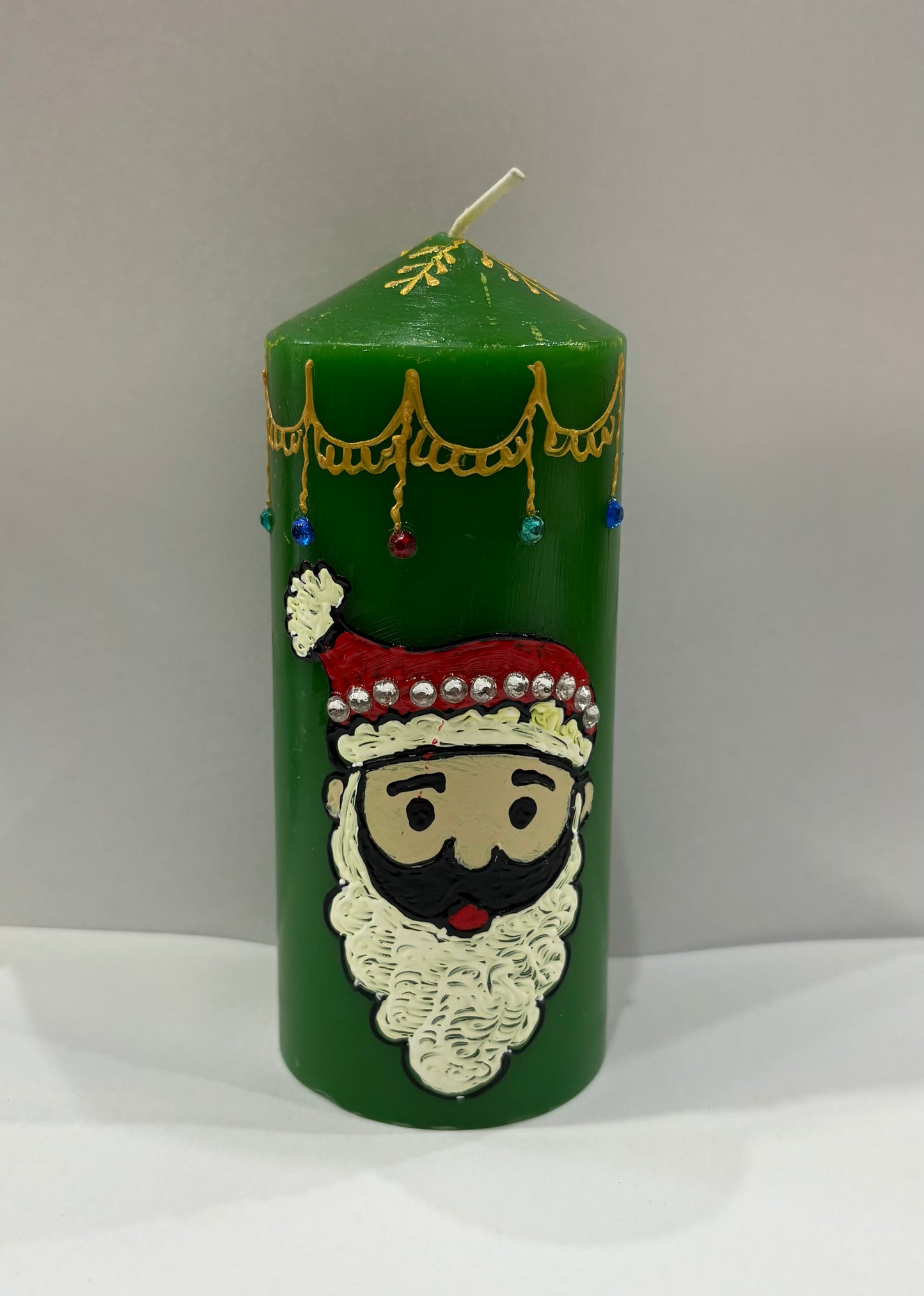 Green Santa Claus Christmas Candle – Festive Home Décor - Christmas Candle