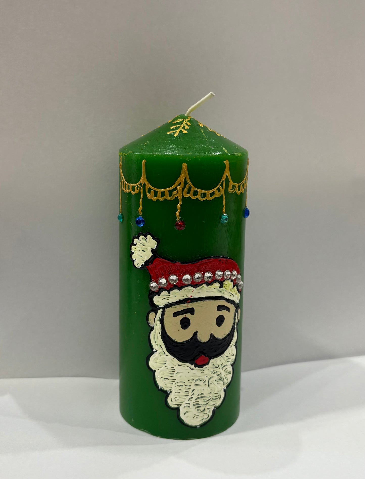 Green Santa Claus Christmas Candle – Festive Home Décor - Christmas Candle