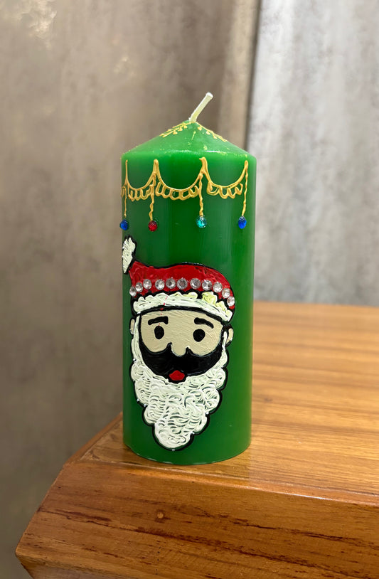 Green Santa Claus Christmas Candle – Festive Home Décor - Christmas Candle