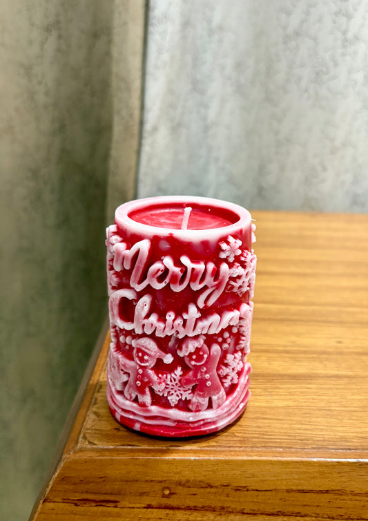 Engraved Christmas Candle – Red Christmas Candle - Engraved