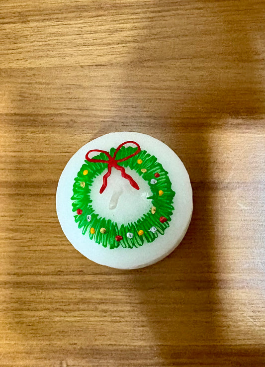 Christmas Wreath Nugget Candle - Christmas Candle - Pack of 6
