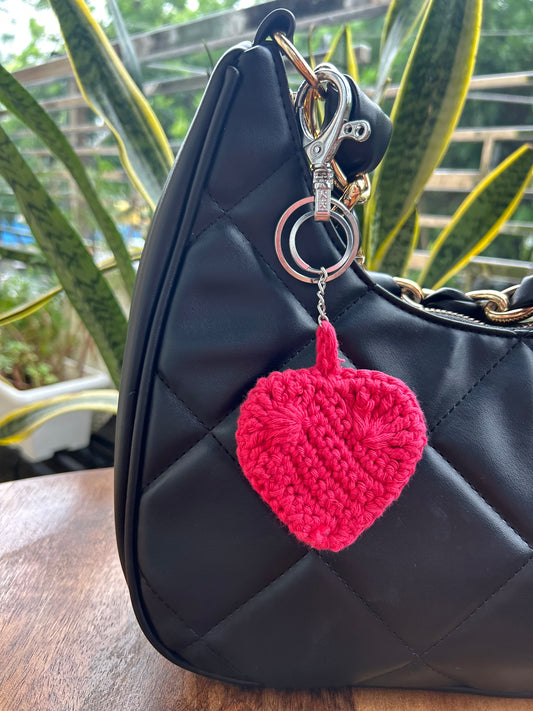 Crochet Red Heart Keychain – Handmade Love Token – Cute Gift for Her / Him