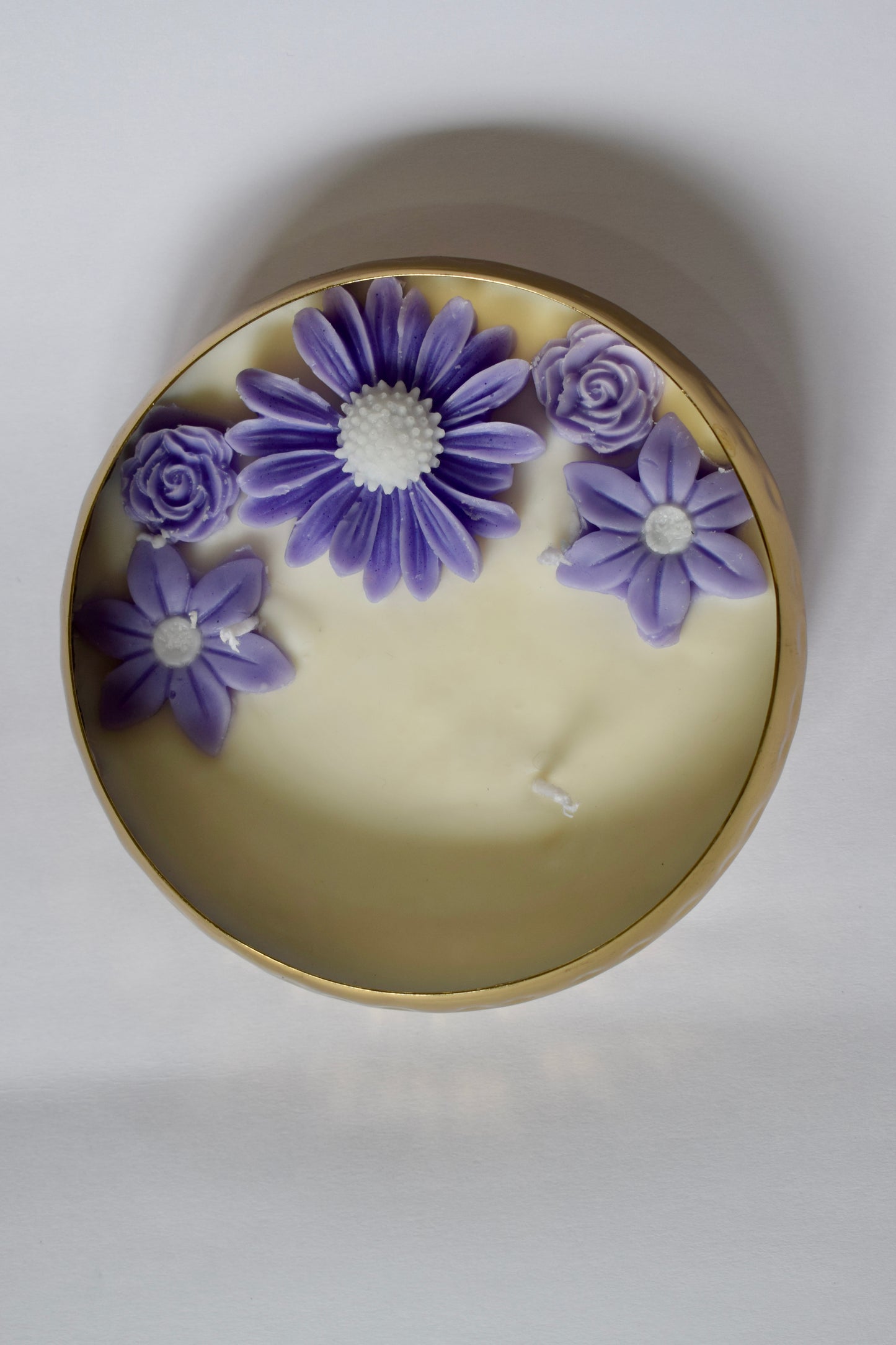 Urli Candle with Scented Soy Wax & Lavender Rose Design | Long-Lasting, Multi-Wick, Romantic